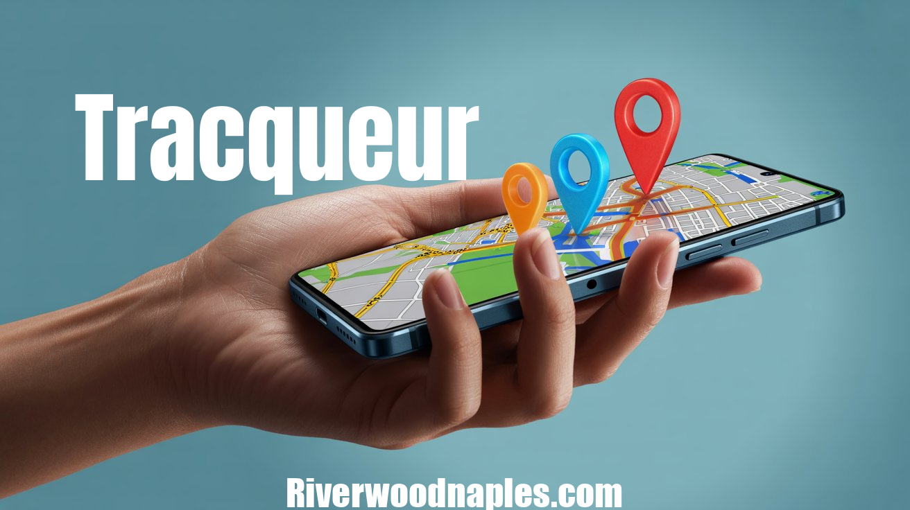 Tracqueur device showing real-time location on a smartphone map