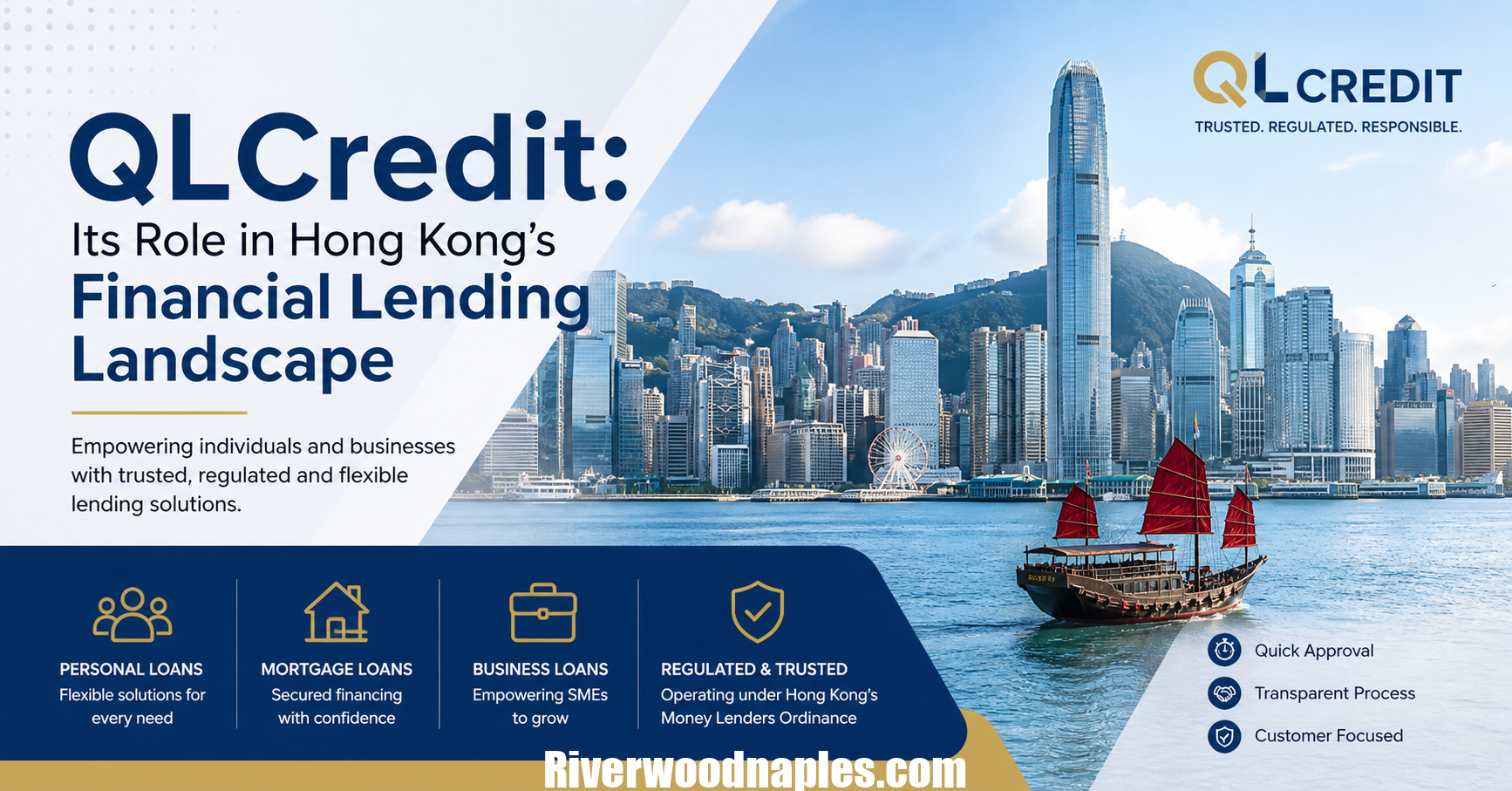 QLCredit overview in Hong Kong financial lending landscape showing modern skyline and regulated lending services for personal, mortgage, and business loans